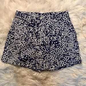 Vintage 90s Navy Blue and White Floral Jean Shorts